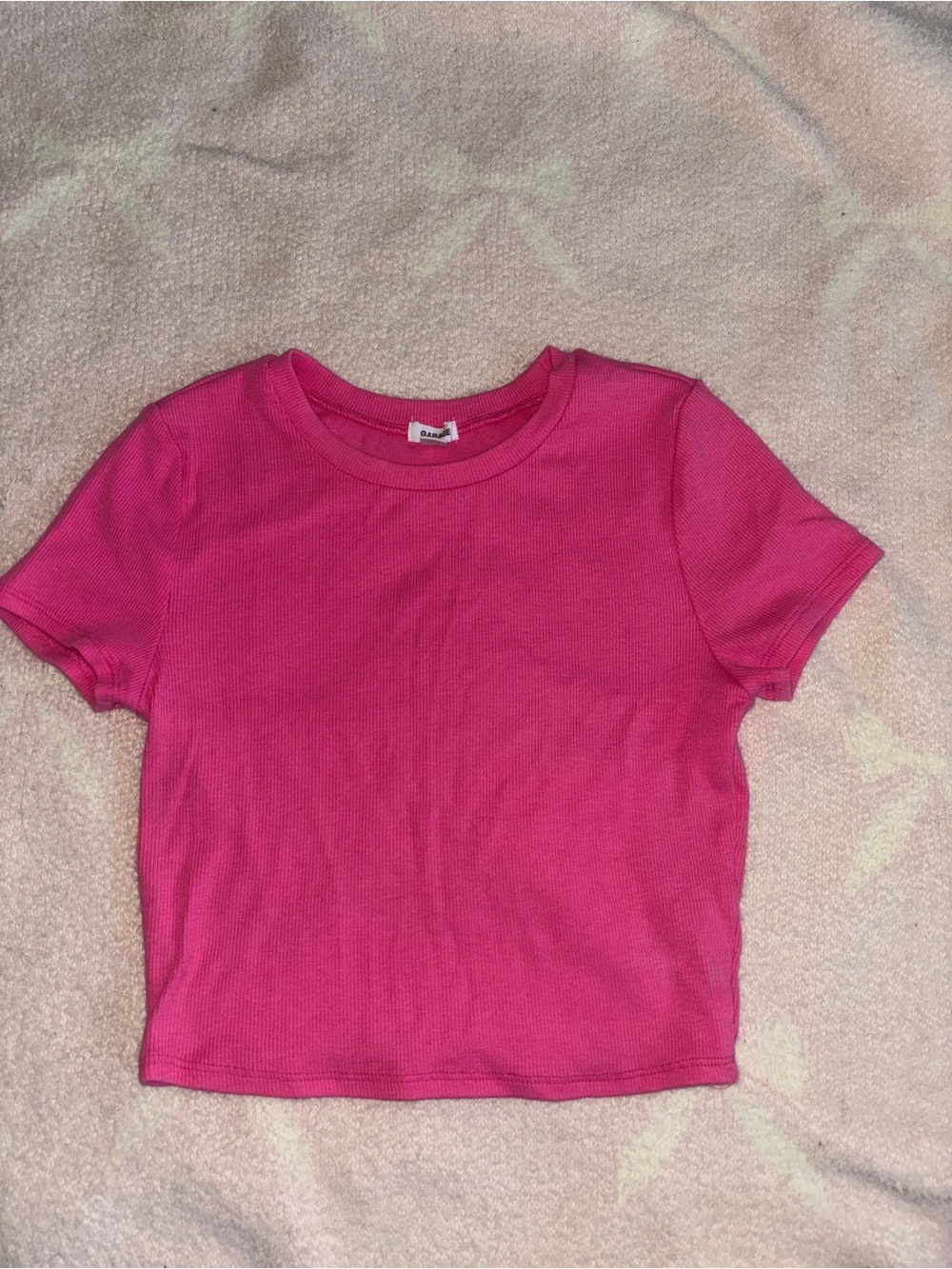 Garage Hot Pink Ribbed Short Sleeve Top